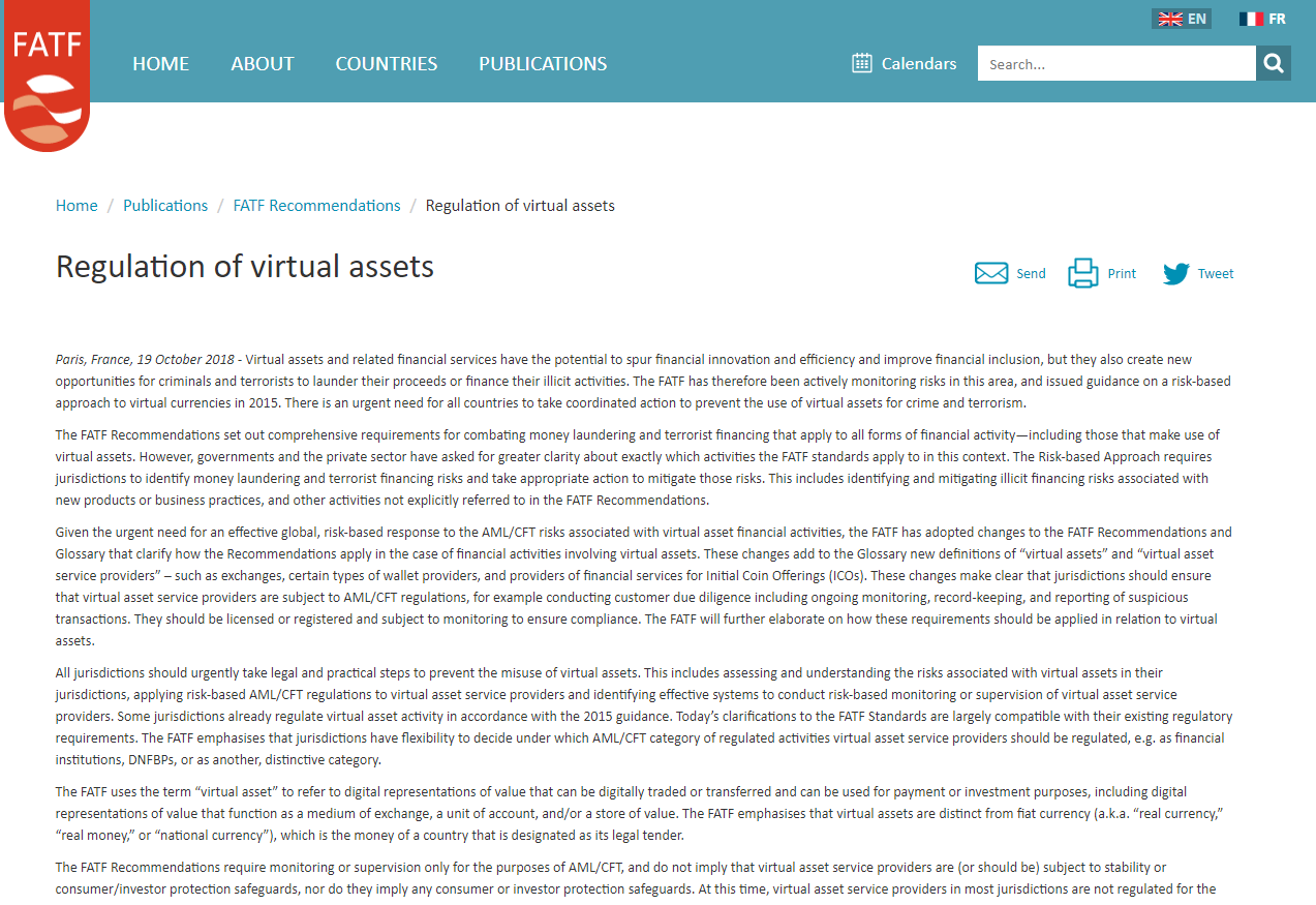 Regulation of virtual assets