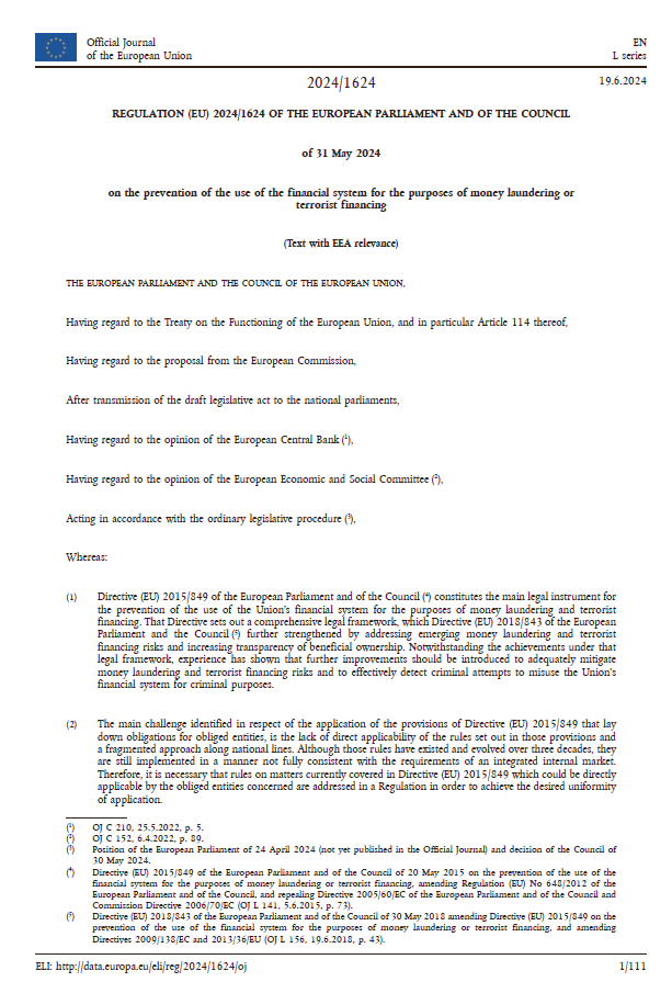 Regulation (EU) 2024/1624